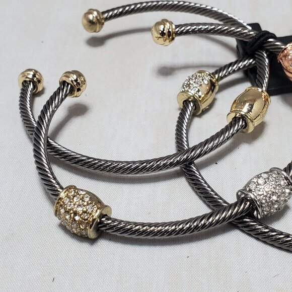 Armani Exchange Mixed Metal Cable Cuff Bracelets – Set of 3 - Picture 6 of 12